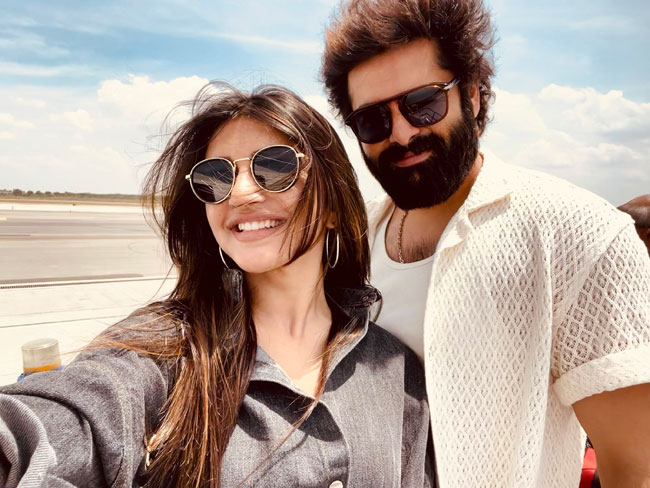 Latest Clicks Of RAPO And Sree Leela From Mysore Airport